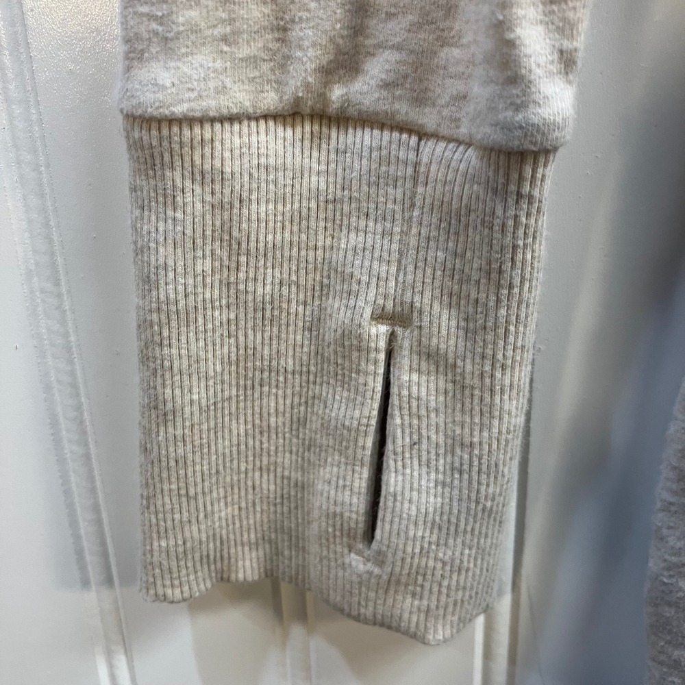 Athleta Power Down Active Hooded Yoga Dress Oatmeal Heather Beige  Thumbhole XS - Picture 8 of 11